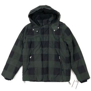 black and green checkered puffer jacket